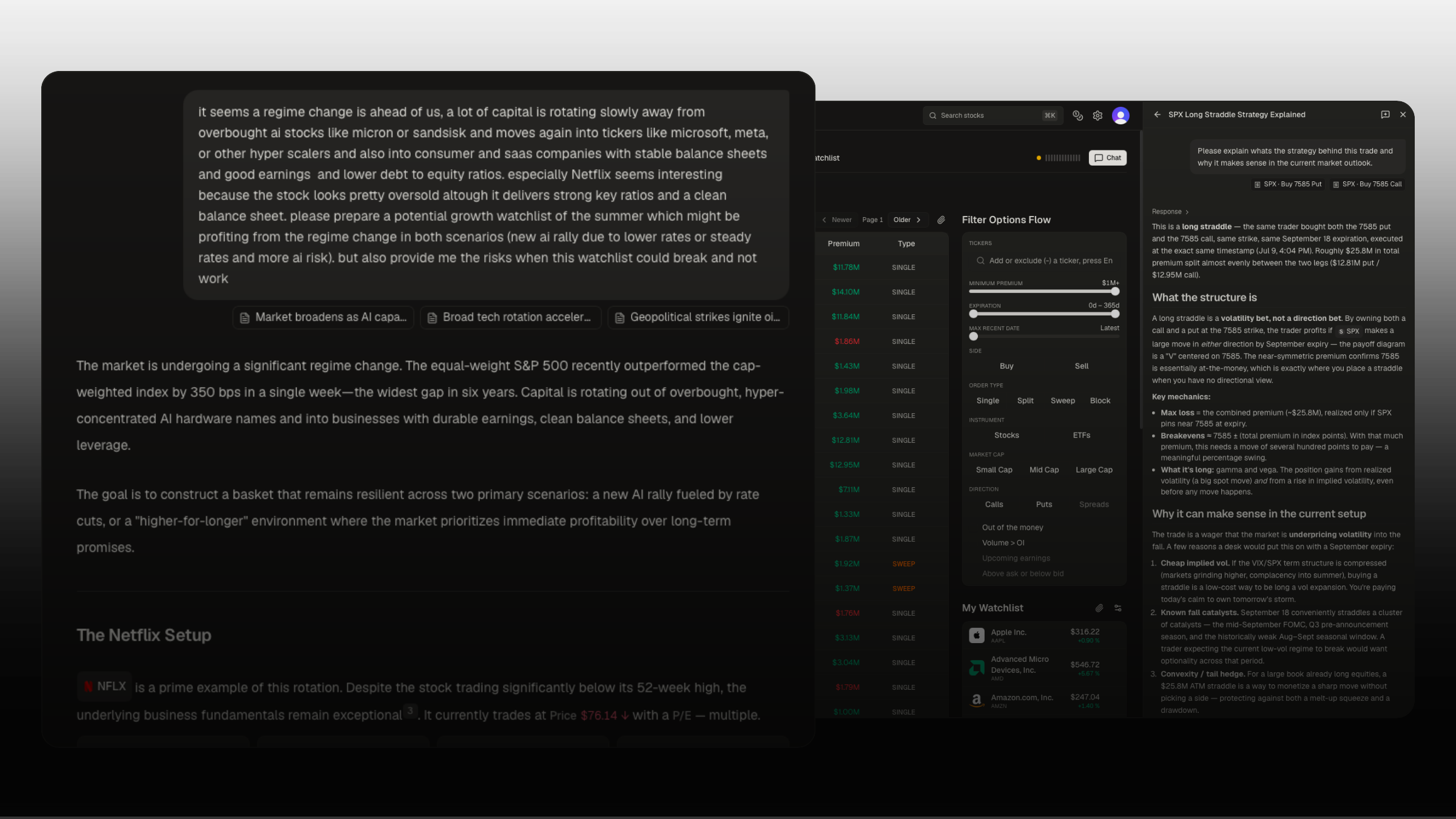The agent working from a prompt — attached articles, and the analysis it wrote back